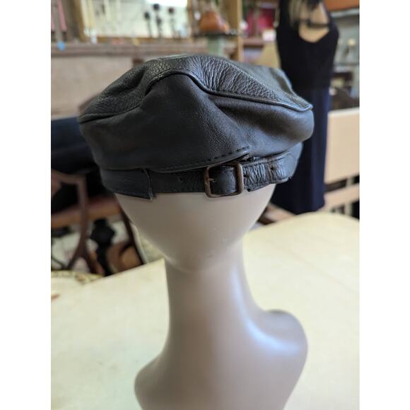 VTG Muir Easyriders Leather Chain Hat Cap Biker Captain Newsboy Hat Made In USA - Picture 4 of 9